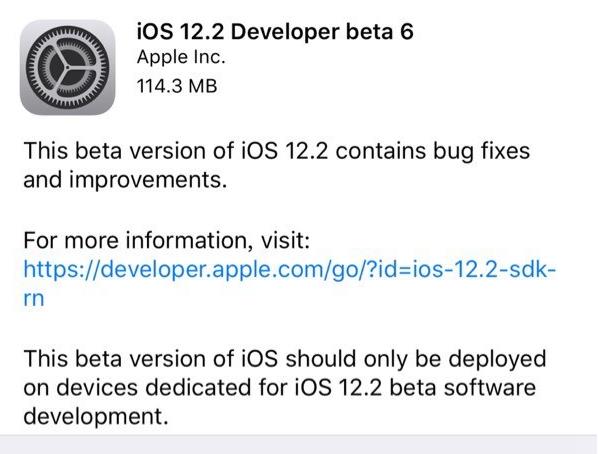 ƻ��iOS 12.2�����������beta 6����