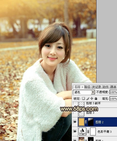 Photoshop������԰��ŮͼƬ�����Ļƺ�ɫ