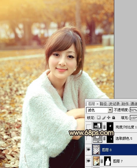 Photoshop������԰��ŮͼƬ�����Ļƺ�ɫ