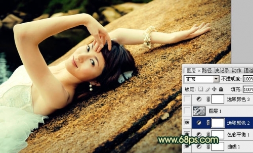 Photoshop��ʯ���ϵ���Ů����Ư���Ļ���ɫ