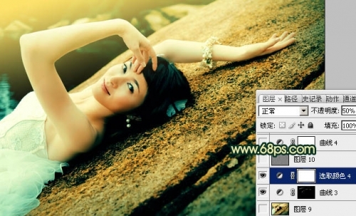 Photoshop��ʯ���ϵ���Ů����Ư���Ļ���ɫ