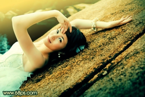Photoshop��ʯ���ϵ���Ů����Ư���Ļ���ɫ