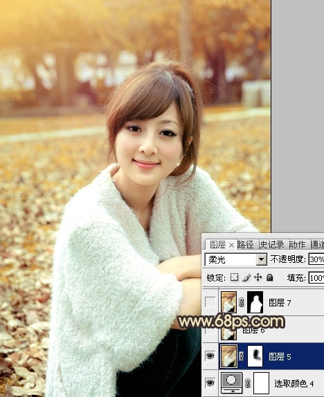Photoshop������԰��ŮͼƬ�����Ļƺ�ɫ
