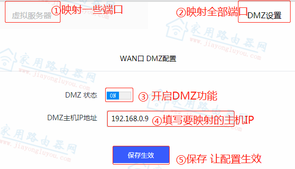 360家庭防火墙路由器5端口映射DMZ怎么设置?