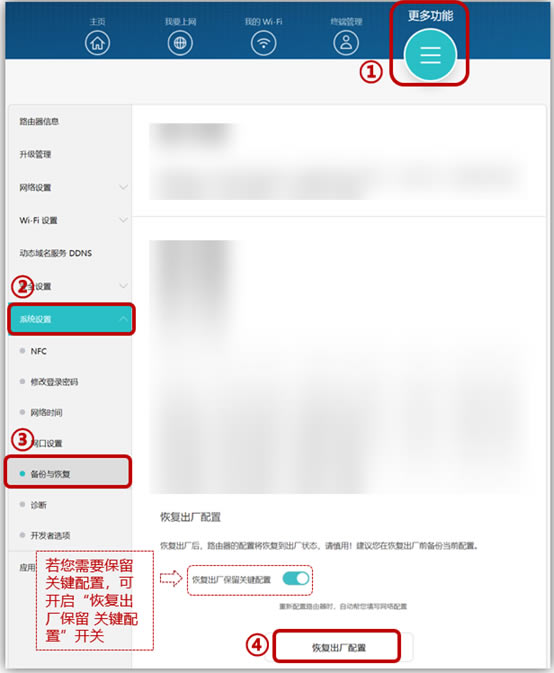 华为(荣耀)路由器恢复出厂设置教程