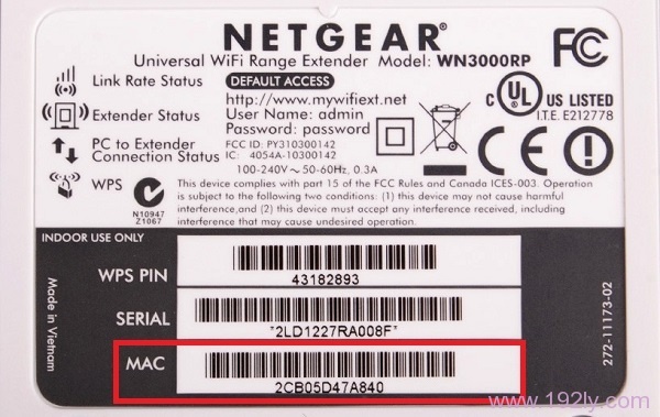 ��NETGEAR·������ǩ�ϲ鿴MAC��ַ