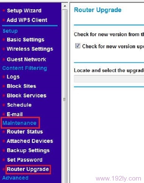 �� ά��>·�������� ѡ���£��ϴ�NETGEAR·�����̼�����������
