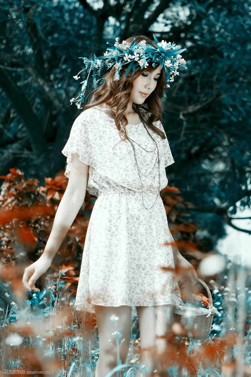 Photoshop������ɫˮ�鰢��ɫ��Ů��Ƭ