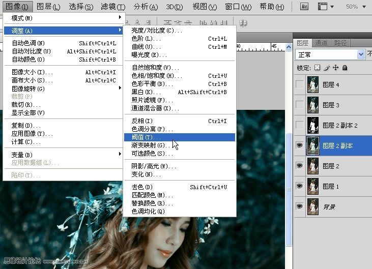 Photoshop������ɫˮ�鰢��ɫ��Ů��Ƭ