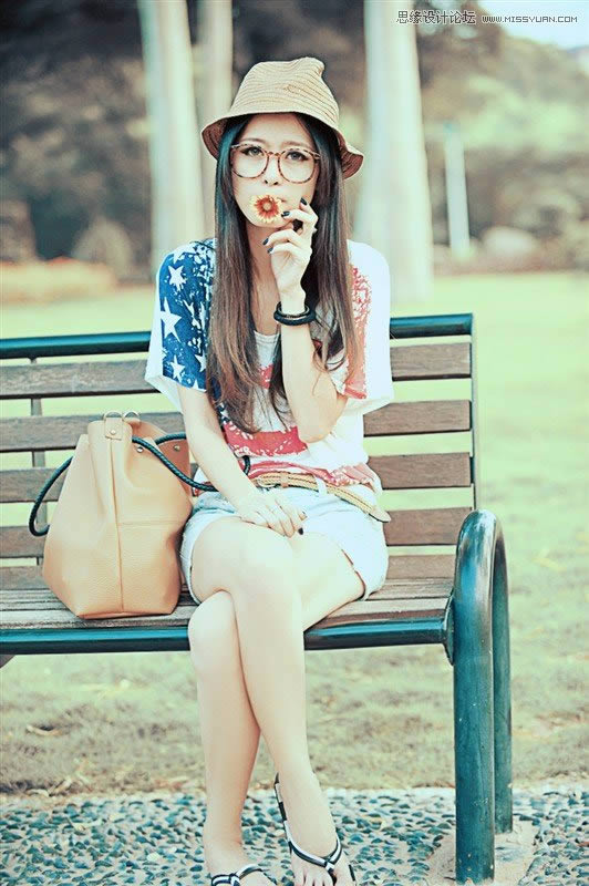 PS�ѹ�԰ʱ��Ů����Ƭ��������ɫЧ��
