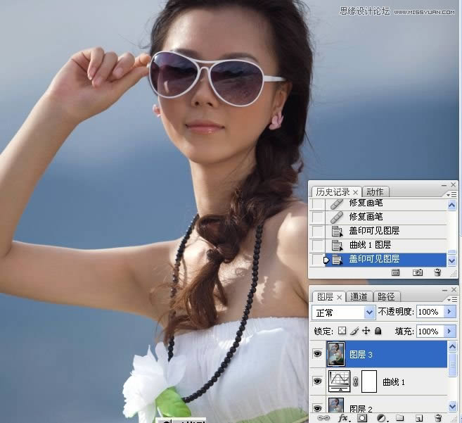 把昏暗女孩照片调成通透水润色彩的PS教程